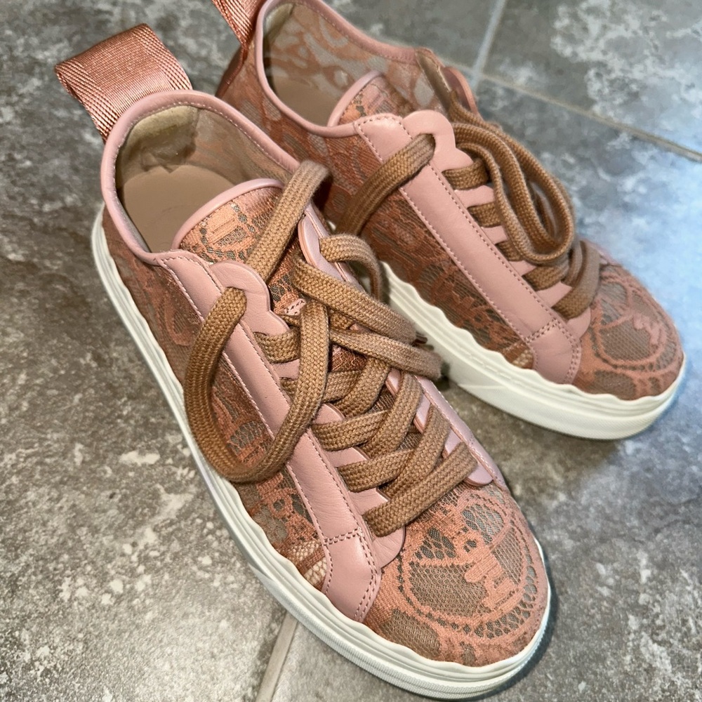 Chloe Pink Lauren Lace Sneakers